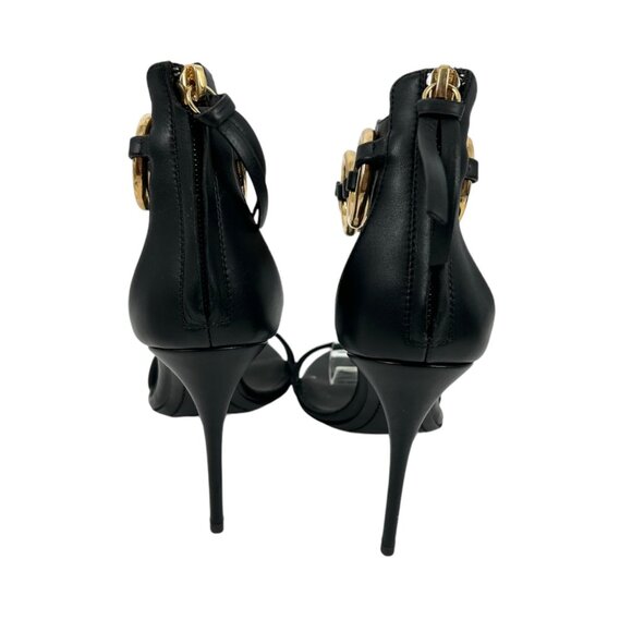 NWOB Giuseppe Zanotti Chain-Link Ring Ankle Strap Black Heeled Sandals - Picture 6 of 11